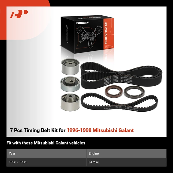7 Pcs Timing Belt Kit for 1996-1998 Mitsubishi Galant