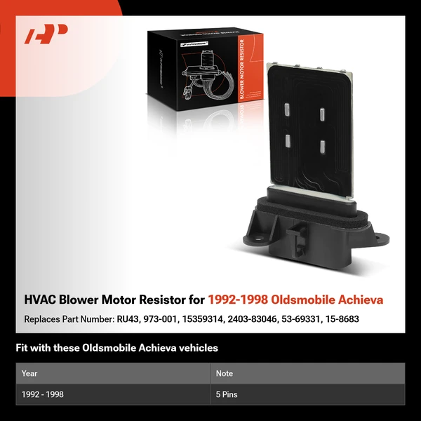 HVAC Blower Motor Resistor for 1992-1998 Oldsmobile Achieva