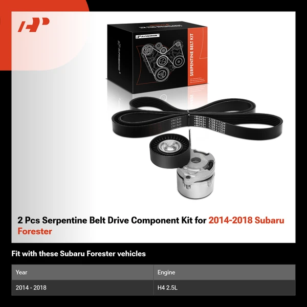 2 Pcs Serpentine Belt Drive Component Kit for 2014-2018 Subaru Forester