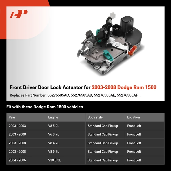 Front Driver Door Lock Actuator for 2003-2008 Dodge Ram 1500