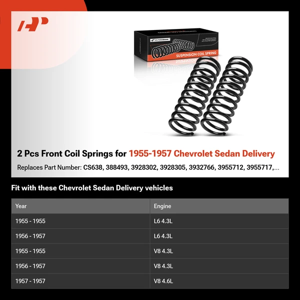 2 Pcs Front Coil Springs for 1955-1957 Chevrolet Sedan Delivery