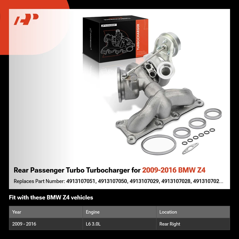 Rear Passenger Turbo Turbocharger for 2009-2016 BMW Z4