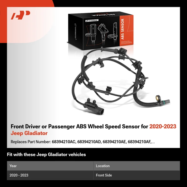 Front Driver or Passenger ABS Wheel Speed Sensor for 2020-2023 Jeep Gladiator