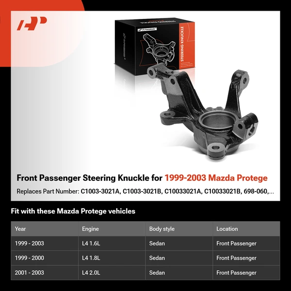 Front Passenger Steering Knuckle for 1999-2003 Mazda Protege