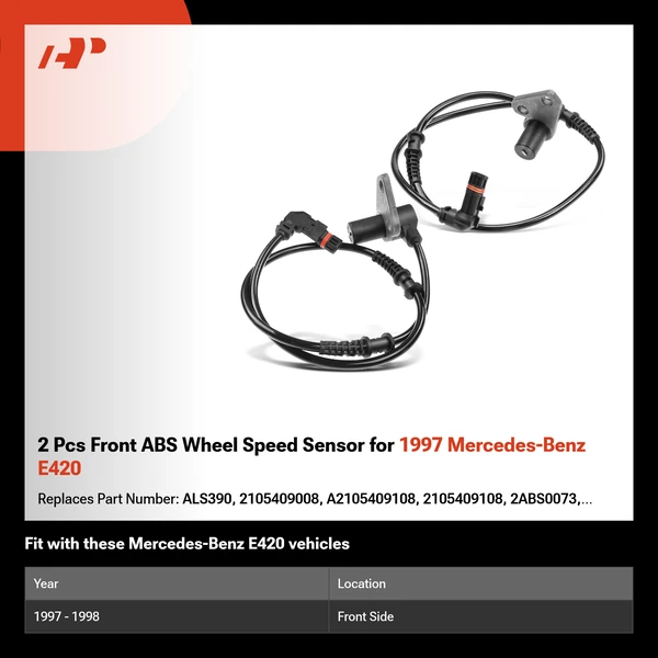 2 Pcs Front ABS Wheel Speed Sensor for 1997 Mercedes-Benz E420
