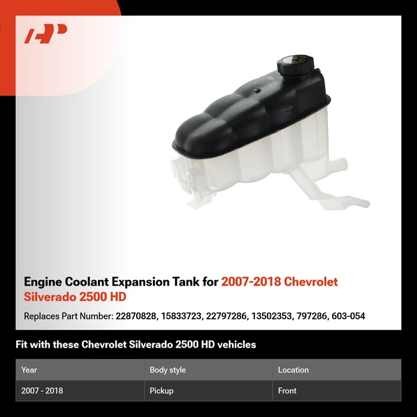 Engine Coolant Expansion Tank for 2007-2018 Chevrolet Silverado 2500 HD