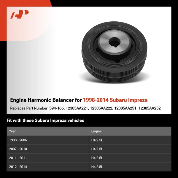 Engine Harmonic Balancer for 1998-2014 Subaru Impreza