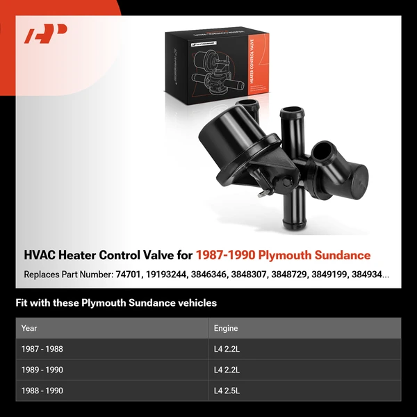 HVAC Heater Control Valve for 1987-1990 Plymouth Sundance