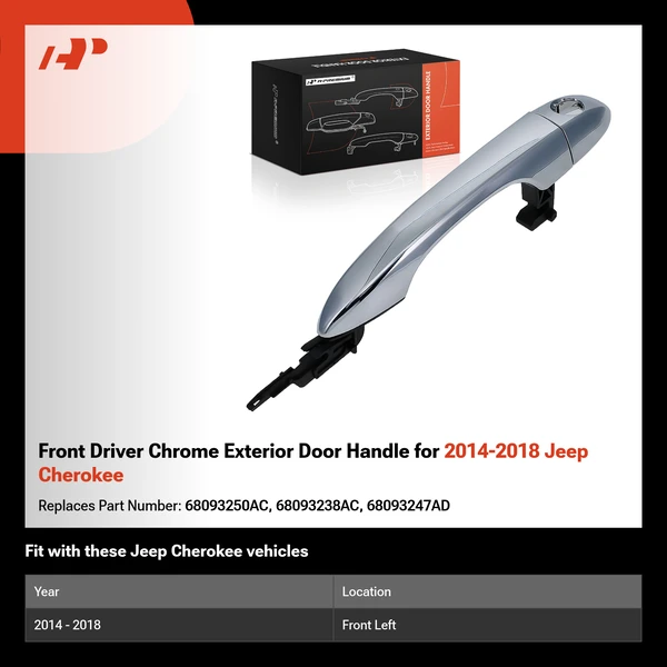 Front Driver Chrome Exterior Door Handle for 2014-2018 Jeep Cherokee