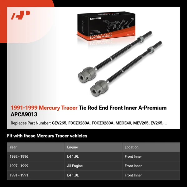 1991-1999 Mercury Tracer Tie Rod End Front Inner A-Premium APCA9013