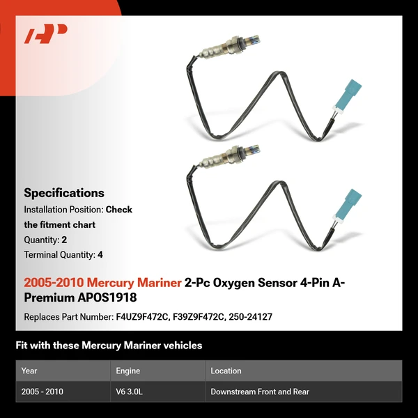 2005-2010 Mercury Mariner 2-Pc Oxygen Sensor 4-Pin A-Premium APOS1918