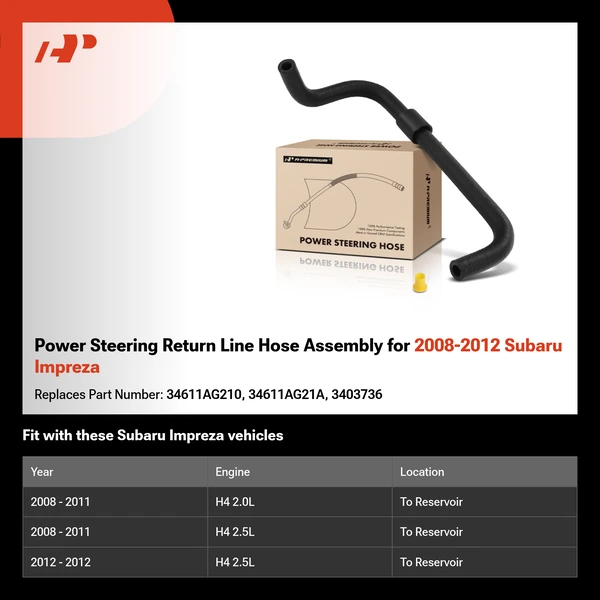 Power Steering Return Line Hose Assembly for 2008-2012 Subaru Impreza
