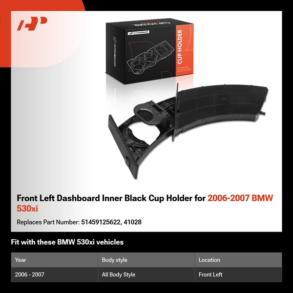 Front Left Dashboard Inner Black Cup Holder for 2006-2007 BMW 530xi