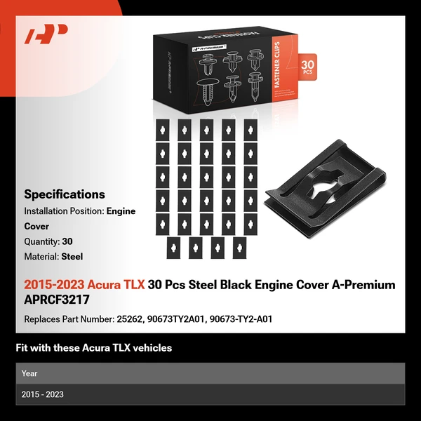 2015-2023 Acura TLX 30 Pcs Steel Black Engine Cover A-Premium APRCF3217