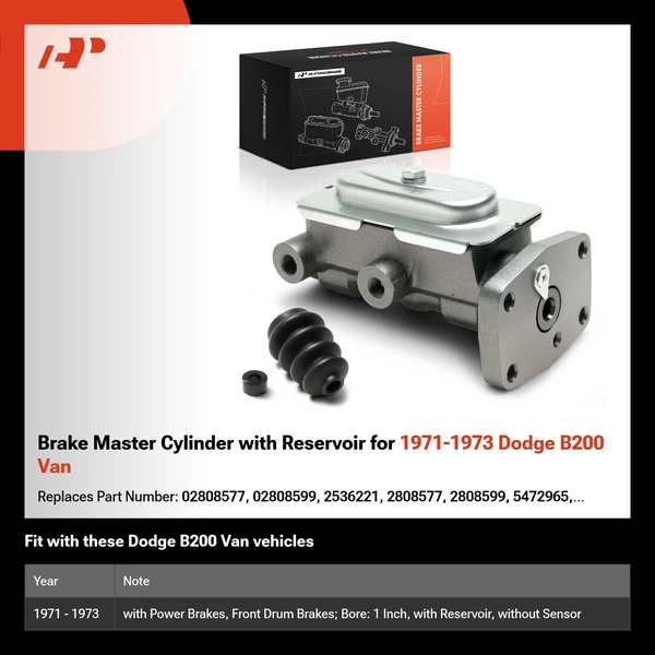 Brake Master Cylinder with Reservoir for 1971-1973 Dodge B200 Van