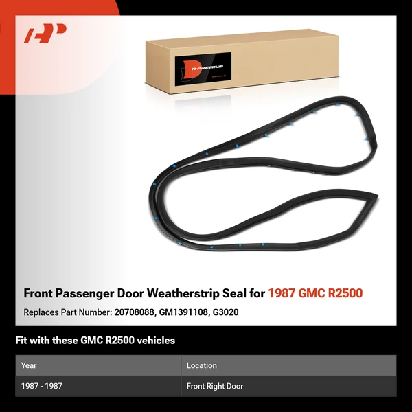 Front Passenger Door Weatherstrip Seal for 1987 GMC R2500