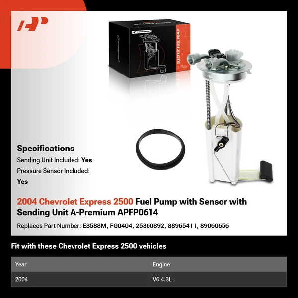 2004 Chevrolet Express 2500 Fuel Pump with Sensor with Sending Unit A-Premium APFP0614