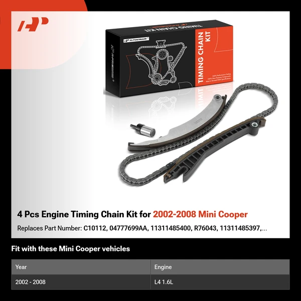 4 Pcs Engine Timing Chain Kit for 2002-2008 Mini Cooper