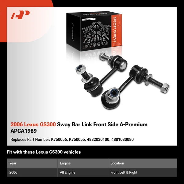 2006 Lexus GS300 Sway Bar Link Front Side A-Premium APCA1989
