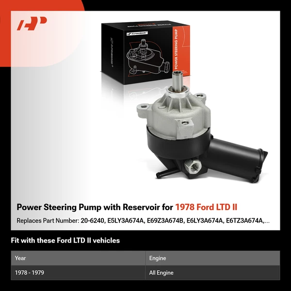Power Steering Pump with Reservoir for 1978 Ford LTD II