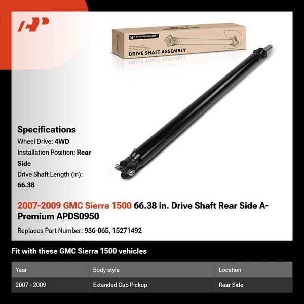 2007-2009 GMC Sierra 1500 66.38 in. Drive Shaft Rear Side A-Premium APDS0950
