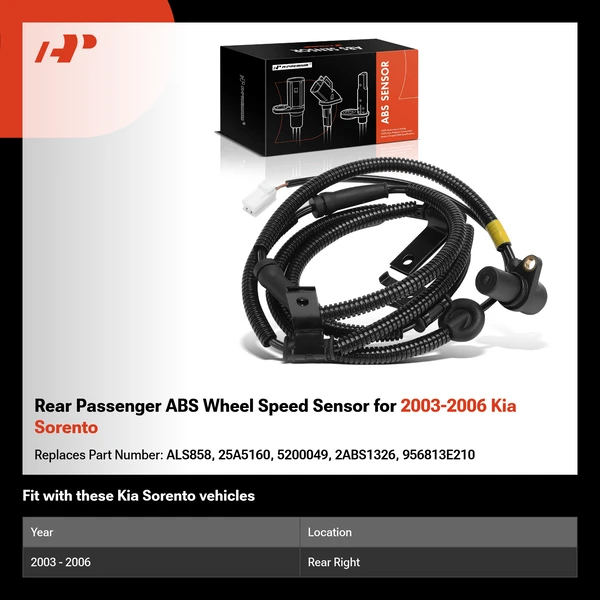 Rear Passenger ABS Wheel Speed Sensor for 2003-2006 Kia Sorento