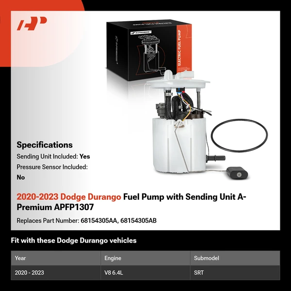 2020-2023 Dodge Durango Fuel Pump with Sending Unit A-Premium APFP1307