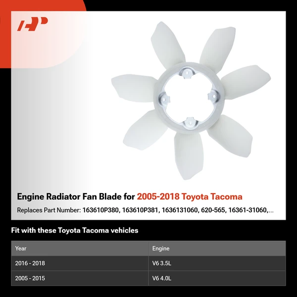 Engine Radiator Fan Blade for 2005-2018 Toyota Tacoma