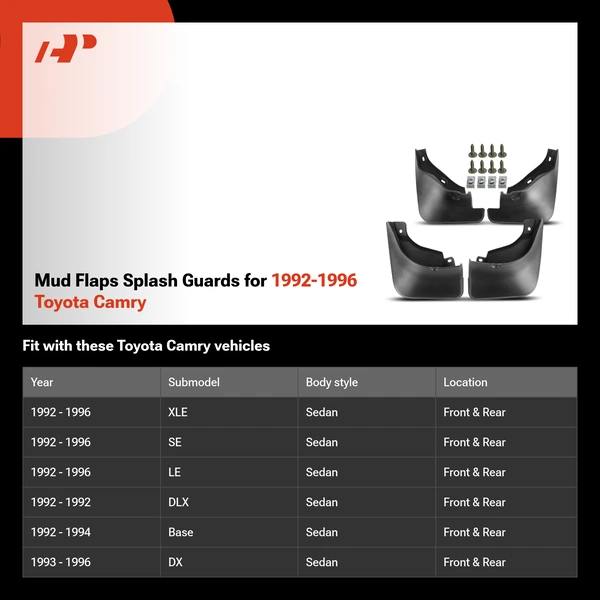 Mud Flaps Splash Guards for 1992-1996 Toyota Camry