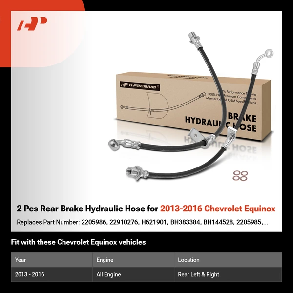 2 Pcs Rear Brake Hydraulic Hose for 2013-2016 Chevrolet Equinox