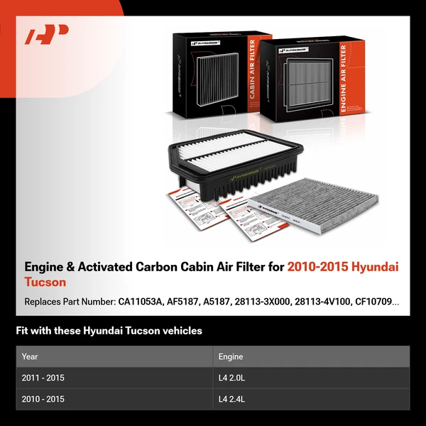 Engine & Activated Carbon Cabin Air Filter for 2010-2015 Hyundai Tucson