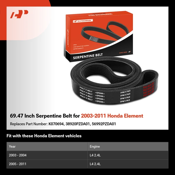 69.47 Inch Serpentine Belt for 2003-2011 Honda Element