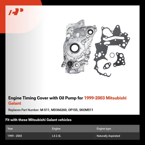 Engine Timing Cover with Oil Pump for 1999-2003 Mitsubishi Galant