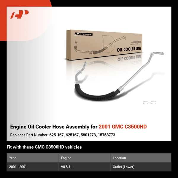 Engine Oil Cooler Hose Assembly for 2001 GMC C3500HD