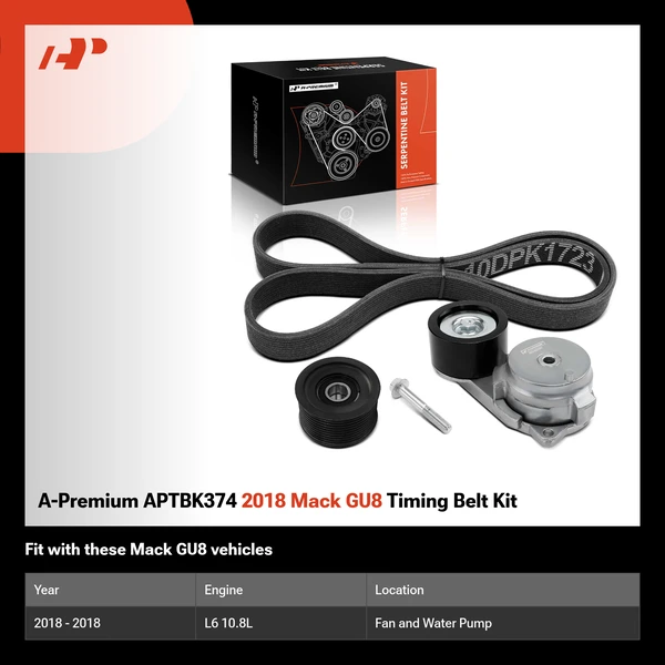 A-Premium APTBK374 2018 Mack GU8 Timing Belt Kit