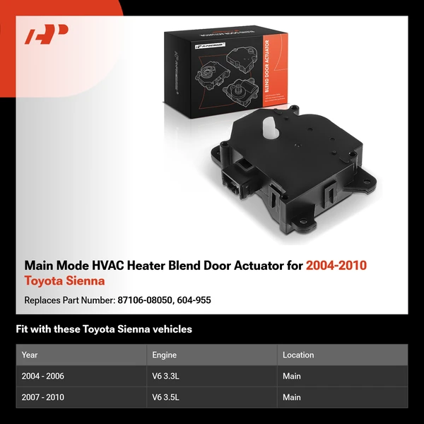 Main Mode HVAC Heater Blend Door Actuator for 2004-2010 Toyota Sienna