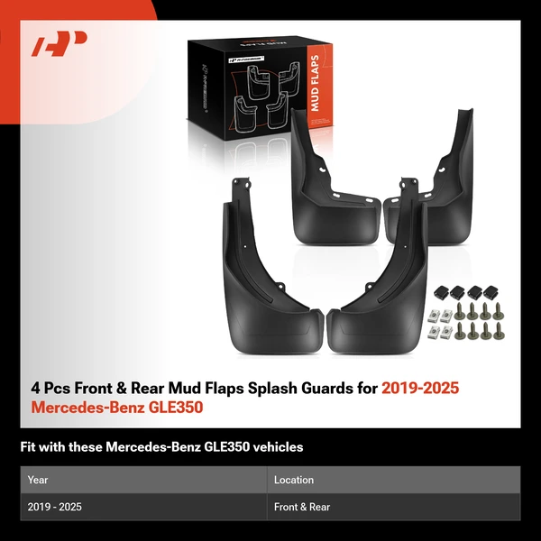 4 Pcs Front & Rear Mud Flaps Splash Guards for 2019-2025 Mercedes-Benz GLE350