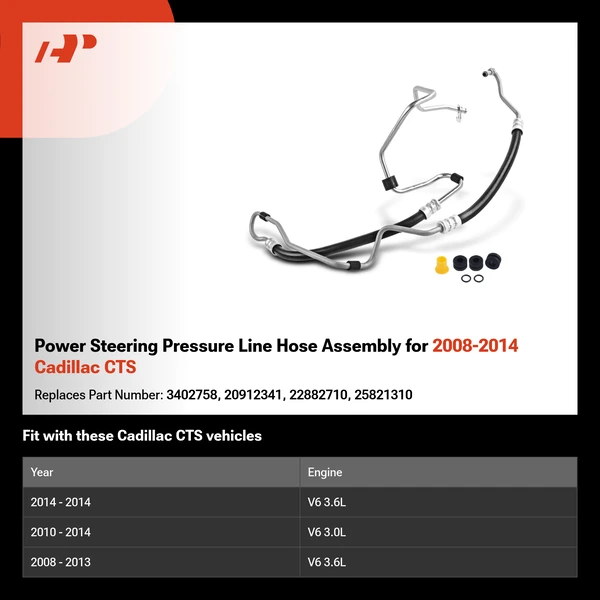 Power Steering Pressure Line Hose Assembly for 2008-2014 Cadillac CTS
