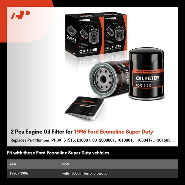 2 Pcs Engine Oil Filter for 1996 Ford Econoline Super Duty