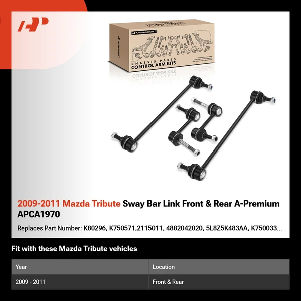 2009-2011 Mazda Tribute Sway Bar Link Front & Rear A-Premium APCA1970
