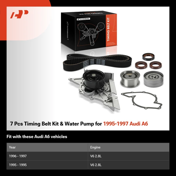 7 Pcs Timing Belt Kit & Water Pump for 1995-1997 Audi A6