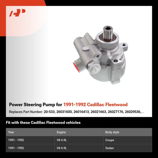 Power Steering Pump for 1991-1992 Cadillac Fleetwood