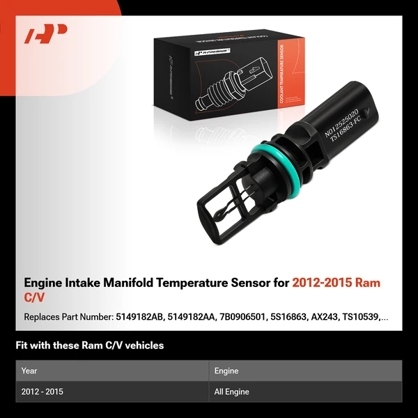 Engine Intake Manifold Temperature Sensor for 2012-2015 Ram C/V