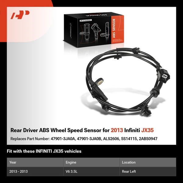 Rear Driver ABS Wheel Speed Sensor for 2013 Infiniti JX35