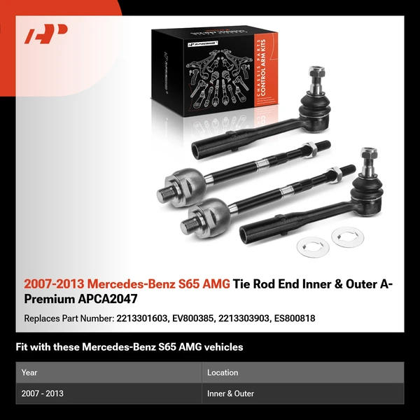 2007-2013 Mercedes-Benz S65 AMG Tie Rod End Inner & Outer A-Premium APCA2047