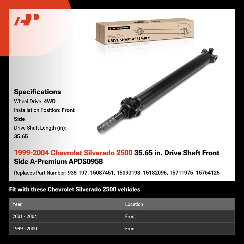 1999-2004 Chevrolet Silverado 2500 35.65 in. Drive Shaft Front Side A-Premium APDS0958