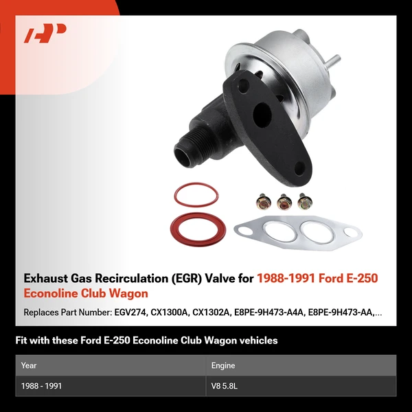 Exhaust Gas Recirculation (EGR) Valve for 1988-1991 Ford E-250 Econoline Club Wagon