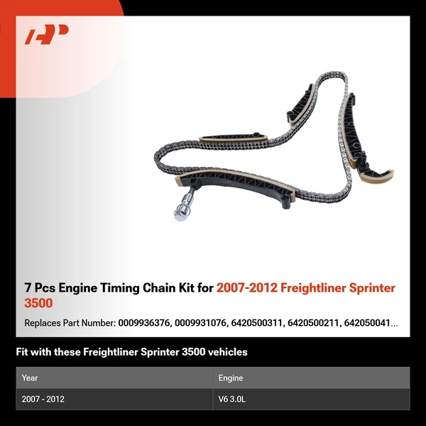 7 Pcs Engine Timing Chain Kit for 2007-2012 Freightliner Sprinter 3500