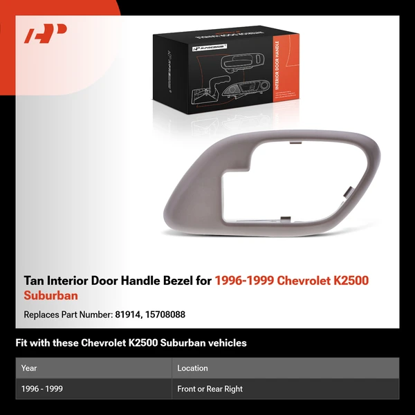 Tan Interior Door Handle Bezel for 1996-1999 Chevrolet K2500 Suburban