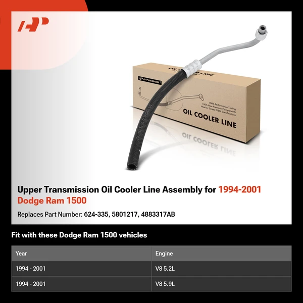 Upper Transmission Oil Cooler Line Assembly for 1994-2001 Dodge Ram 1500